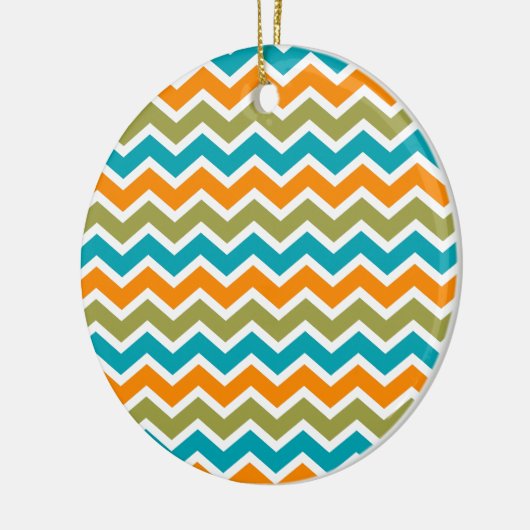 Peacock Vibrant Tribal Zigzag Keramisch Ornament (Links)