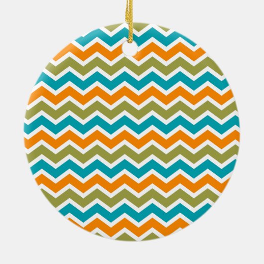 Peacock Vibrant Tribal Zigzag Keramisch Ornament (Achterkant)