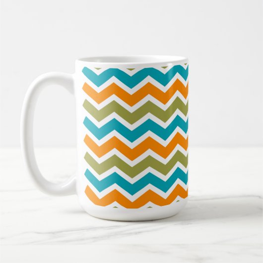 Peacock Vibrant Tribal Zigzag Koffiemok (Links)