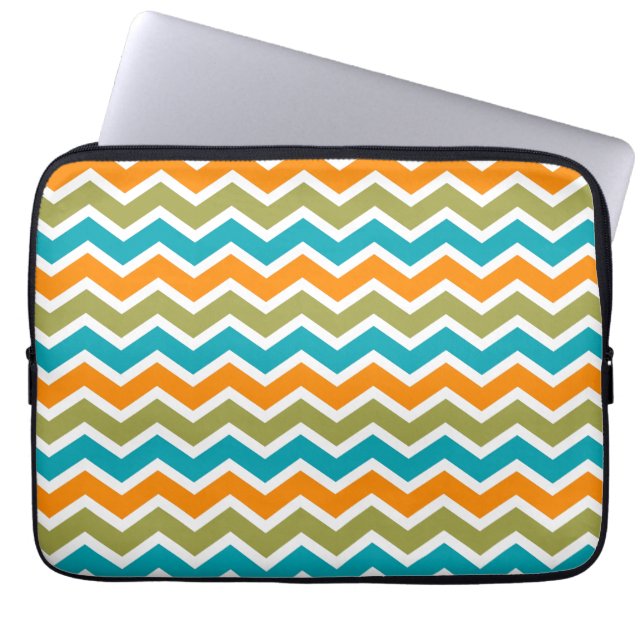 Peacock Vibrant Tribal Zigzag Laptop Sleeve (Voorkant)