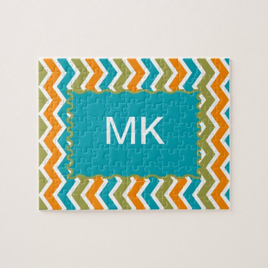 Peacock Vibrant Tribal Zigzag Legpuzzel (Horizontaal)