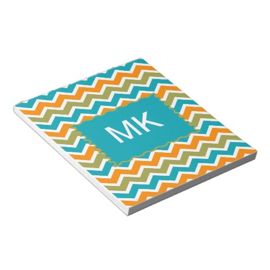 Peacock Vibrant Tribal Zigzag Notitieblok (Schuin)