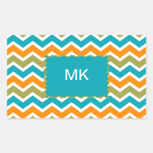 Peacock Vibrant Tribal Zigzag Rechthoekige Sticker