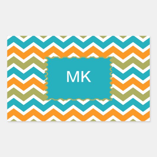 Peacock Vibrant Tribal Zigzag Rechthoekige Sticker (Voorkant)