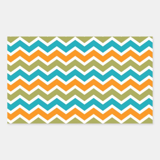 Peacock Vibrant Tribal Zigzag Rechthoekige Sticker (Voorkant)