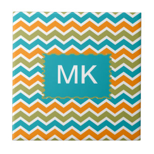 Peacock Vibrant Tribal Zigzag Tegeltje