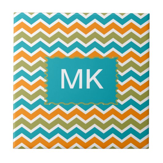 Peacock Vibrant Tribal Zigzag Tegeltje (Voorkant)