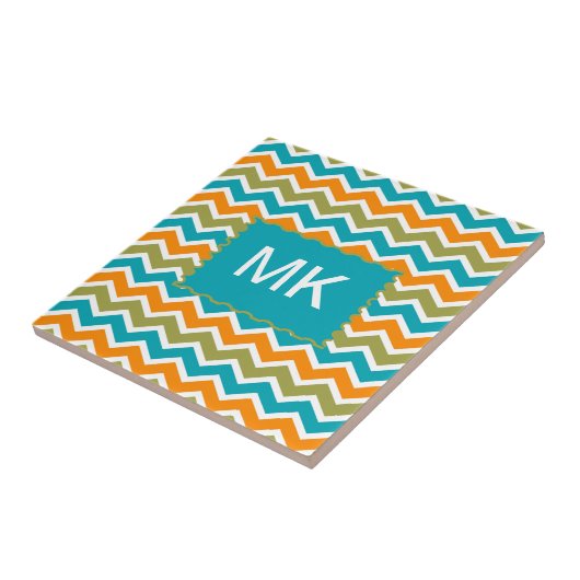 Peacock Vibrant Tribal Zigzag Tegeltje (Zijkant)