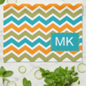 Peacock Vibrant Tribal Zigzag Theedoek (Gevouwen)