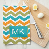 Peacock Vibrant Tribal Zigzag Theedoek (Quarter Fold)