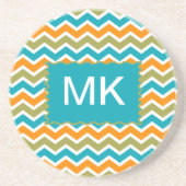 Peacock Vibrant Tribal Zigzag Zandsteen Onderzetter (Voorkant)