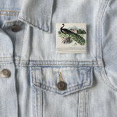 Peacock Vierkante Button 5,1 Cm (In situ)