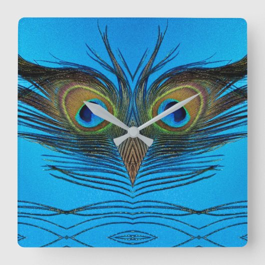 Peacock Vierkante Klok (Voorkant)