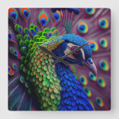 Peacock Vierkante Klok (Voorkant)