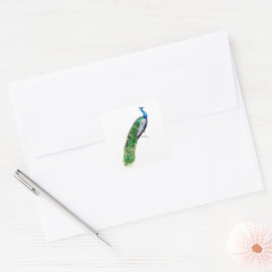  Peacock Vierkante Sticker (Envelop)