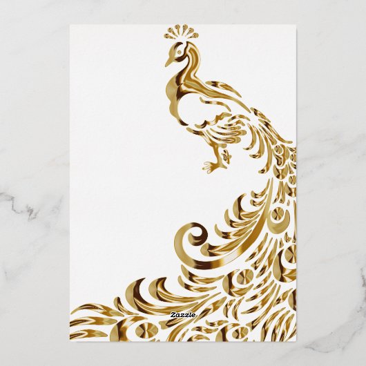 Peacock Vine Wedding Folie Invitation Folie Uitnodiging (Achterkant)