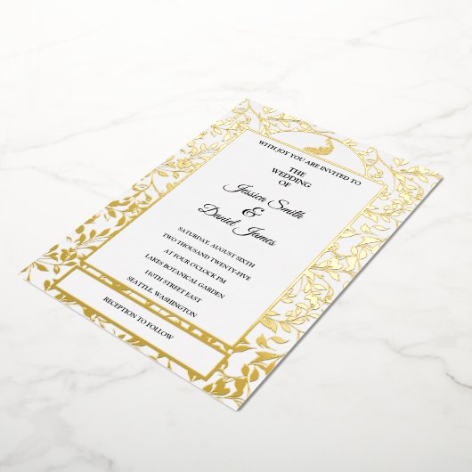 Peacock Vine Wedding Folie Invitation Folie Uitnodiging (Gedraaid)