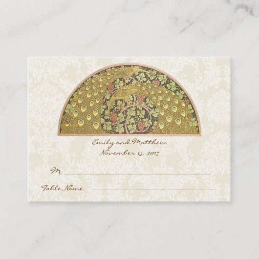 Peacock Vineyard Damask Tafel Plaats Kaarten Plaatskaartje (Voorkant)