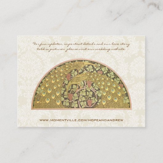 Peacock Vineyard Damask Tafel Plaats Kaarten Plaatskaartje (Achterkant)