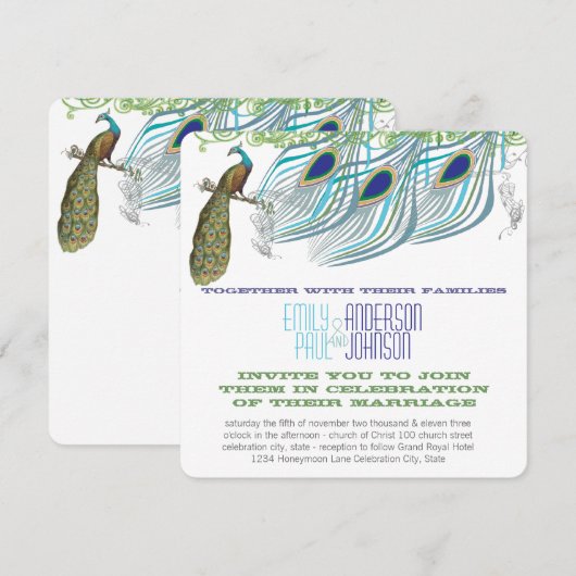 Peacock Vintage 3 Ververen met Peacock Kaart (Voorkant / Achterkant)