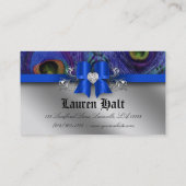 Peacock Visitekaartje Blue Bow Silver (Achterkant)