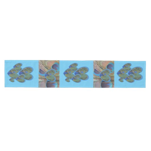 Peacock-vlakken met de Patroonloper van de Veer Medium Tafelloper (Horizontaal)