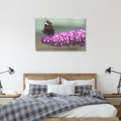 Peacock-vlinder op bloem canvas afdruk (Insitu (Slaapkamer))