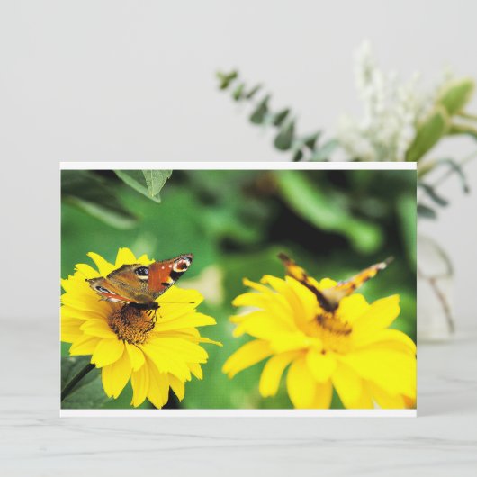 Peacock vlinders - Uitnodiging (Staand voorkant)