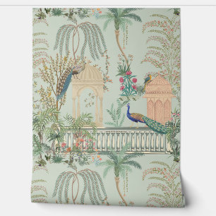  Peacock Vogel Bloemen Mughal Tuin Tropisch Behang
