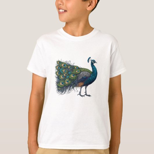 Peacock vogel Kinder Basic T-shirt (Voorkant)