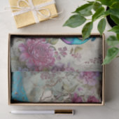 Peacock Vogel Kleurrijke Bloemen Achtergrond Decou Tissuepapier (Geschenk)