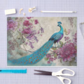 Peacock Vogel Kleurrijke Bloemen Achtergrond Decou Tissuepapier (Craft)