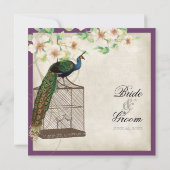 Peacock Vogelkooi - Uitnodiging voor bruiloft (Achterkant)
