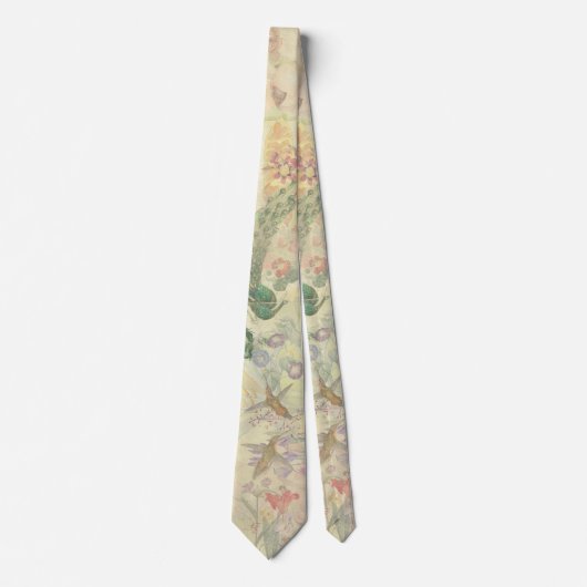 Peacock Vogels Veters Bloemen Dieren Necktie Stropdas (Voorkant)