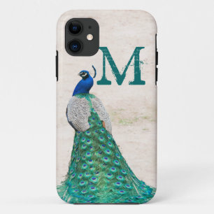 Peacock Vogelveer Blauwgroen Monogram IPHONE 5 Hoe iPhone 11 Hoesje
