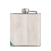 Peacock Vogelveer Blauwgroen Monogram Whiskey Flas Heupfles (Achterkant)