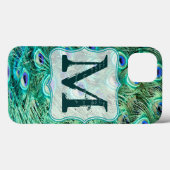 Peacock Vogelveer Blauwgroen Turqu Monogram IPAD C Case-Mate iPhone Case (Achterkant (horizontaal))