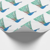 Peacock vogelveren blauw Groene waterverf Cadeaupapier (Hoek)