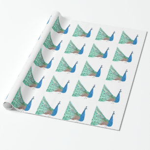 Peacock vogelveren blauw Groene waterverf Cadeaupapier