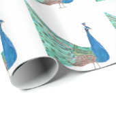 Peacock vogelveren blauw Groene waterverf Cadeaupapier (Rol Hoek)