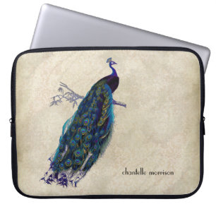  Peacock, volledige veren op gespannen kant Laptop Sleeve