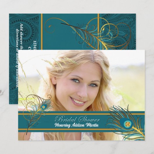 Peacock Vrijgezellenfeest Bride voor foto Kaart (Voorkant / Achterkant)