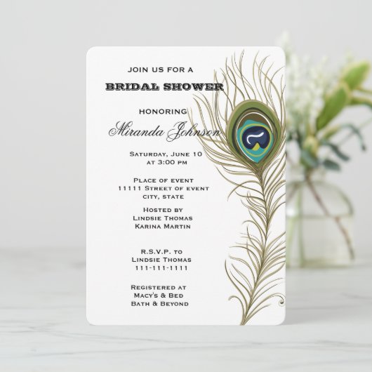 Peacock-Vrijgezellenfeest Kaart (Staand voorkant)