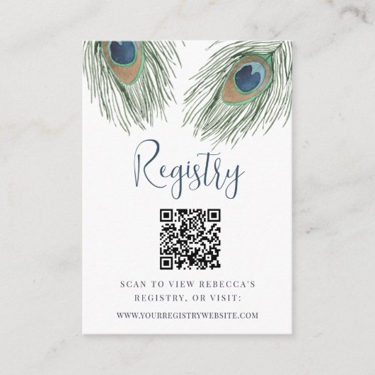 Peacock Vrijgezellenfeest Registry QR Code Informatiekaartje (Voorkant)