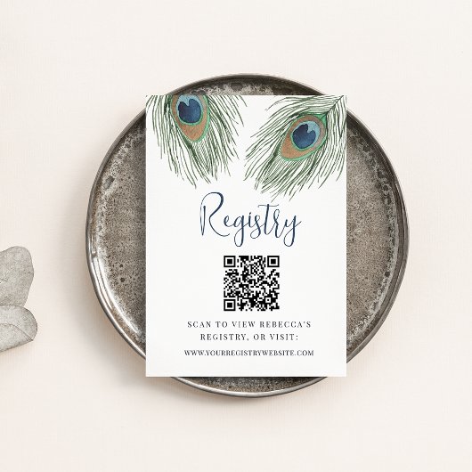 Peacock Vrijgezellenfeest Registry QR Code Informatiekaartje