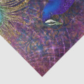 Peacock w Feathers Elegant Gold Glitter Decoupage Tissuepapier (Detail)