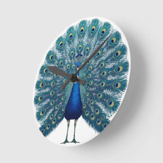 Peacock Wall Clock – Elegant Decorative Timepiece  Ronde Klok (Hoek)