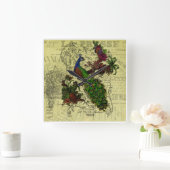 Peacock-wandklok Vierkante Klok (Huis)