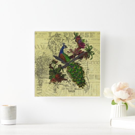 Peacock-wandklok Vierkante Klok (Huis)