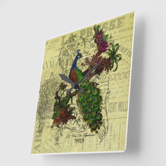 Peacock-wandklok Vierkante Klok (Hoek)